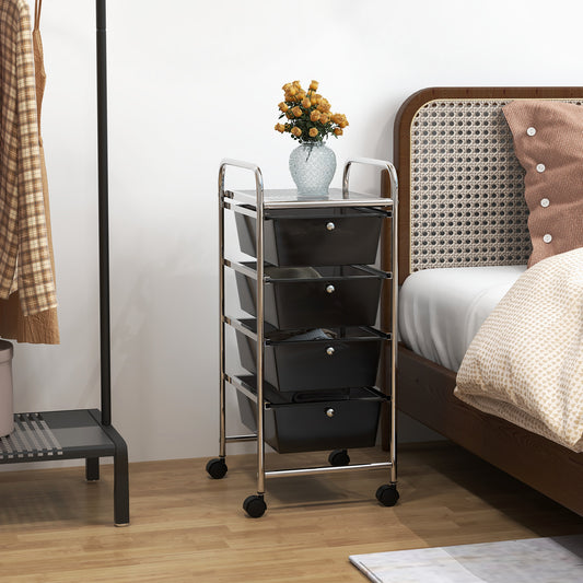 4-Drawer Rolling Cart Storage Organizer, Black File Cabinets Black at Gallery Canada