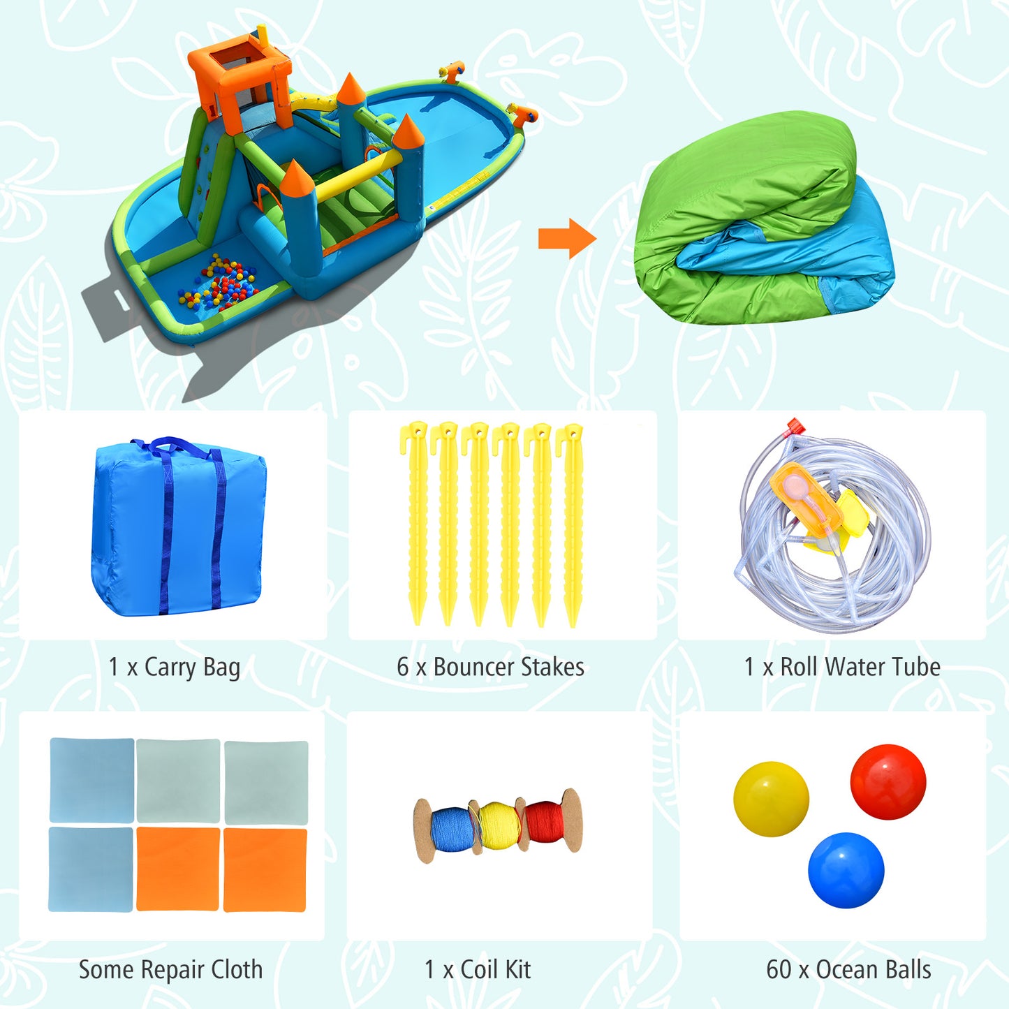 Inflatable Water Slide With Bounce House, Splash Pool, No Blower, Kids Bounce House at Gallery Canada