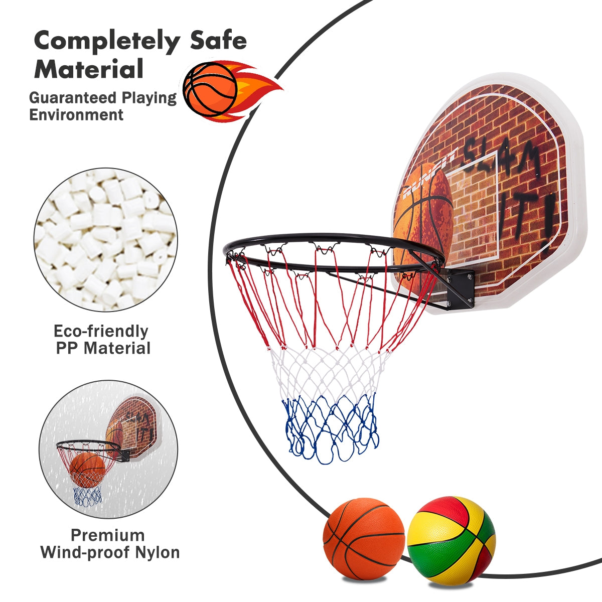 Wall Mounted Fan Backboard, Basketball Hoop With 2 Nets, Multicolor Sport Equipments at Gallery Canada