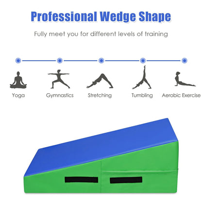 Incline Gymnastics Mat Wedge Ramp Gym Tumbling Exercise Mat, Blue & Green