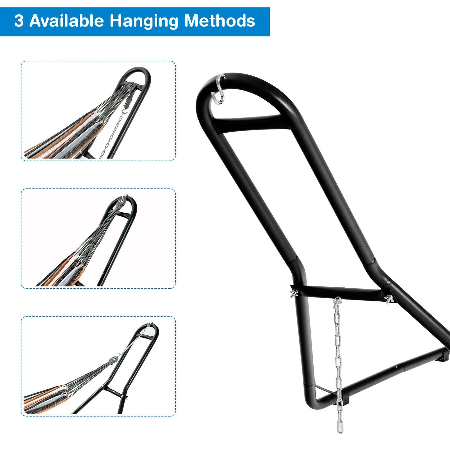 Indoor and Outdoor Hammock Frame Heavy Steel Frame Hanging Hooks, Black Hammocks at Gallery Canada
