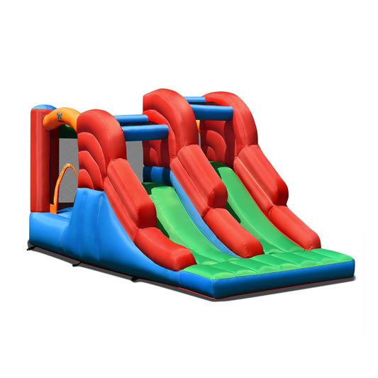 3-in-1 Dual Slides Jumping Castle Bouncer without Blower, Blue & Green at Gallery Canada