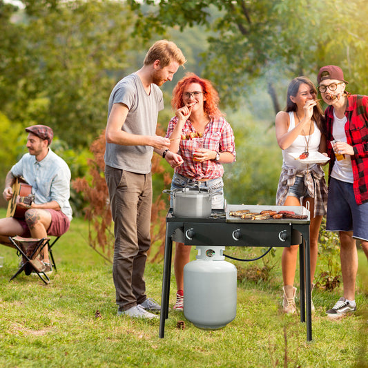 225000 BTU Portable Propane 3 Burner Gas Cooker, Black Outdoor Grills Black at Gallery Canada