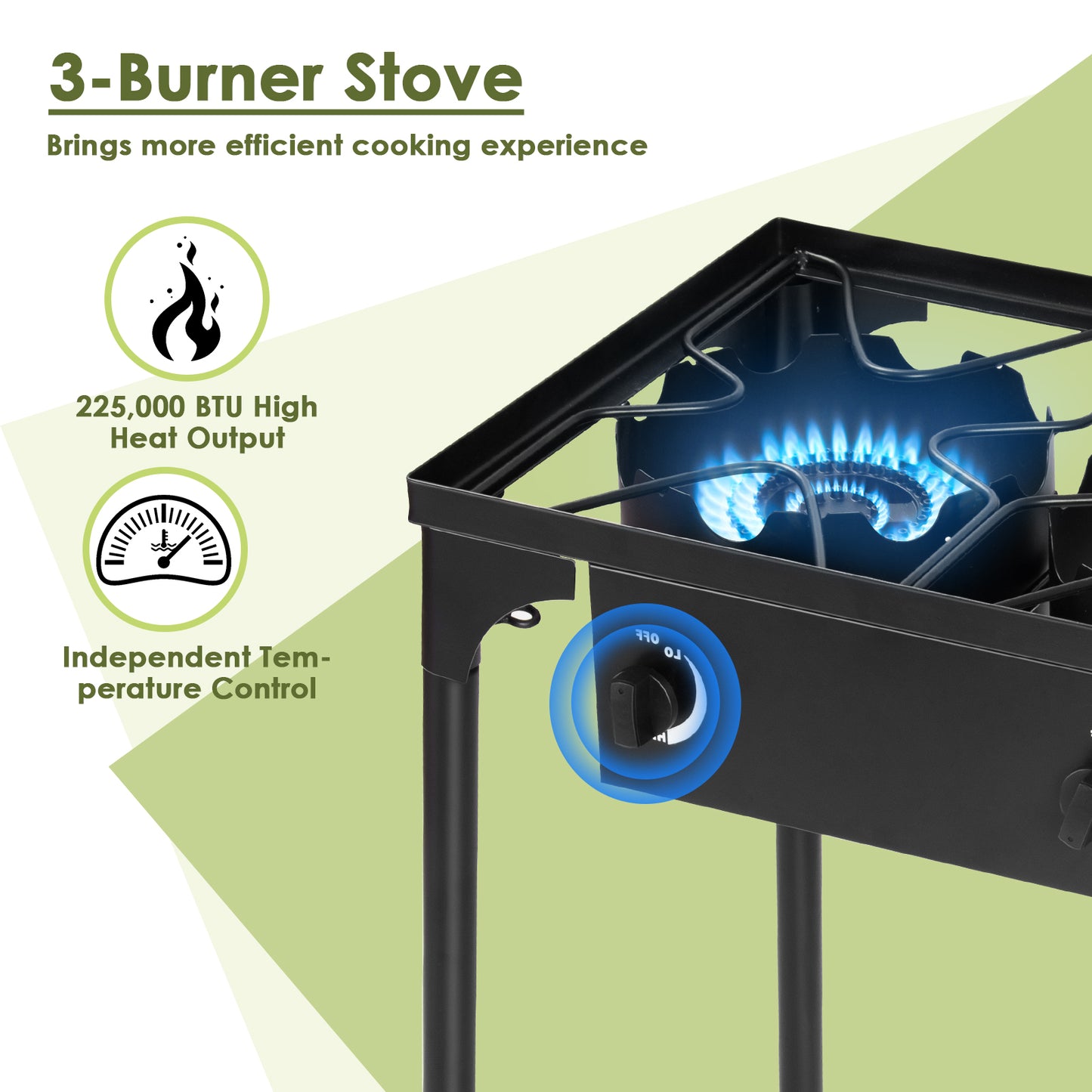 225000 BTU Portable Propane 3 Burner Gas Cooker, Black Outdoor Grills at Gallery Canada
