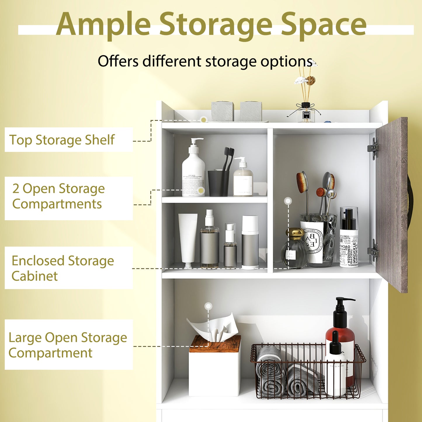 4-Tier Space-saving Toilet Sorage Cabinet with Open Shelves, White Bathroom Etagere at Gallery Canada