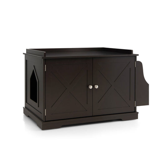 Large Wooden Cat Litter Box Enclosure with the Storage Rack, Brown