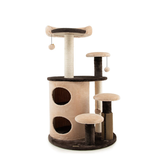 40 Inch Cat Tree Tower Multi-Level Activity Tree with 2-Tier Cat-Hole Condo, Brown at Gallery Canada