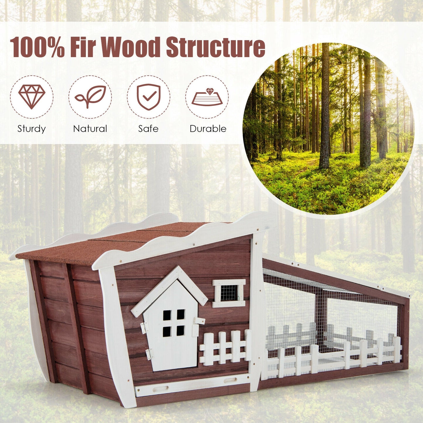 62 Inch Wooden Rabbit Hutch With Pull Out Tray, Red Rabbit Hutches at Gallery Canada