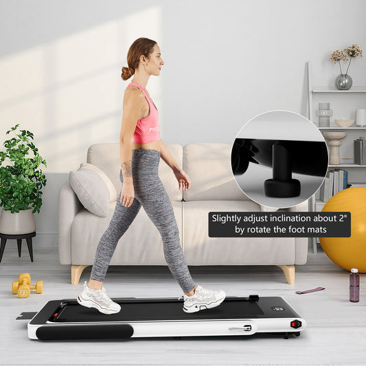 2.25HP 2 In 1 Folding Treadmill With App, Speaker, Remote Control, White Treadmills White at Gallery Canada