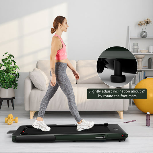 2.25HP 2 in 1 Folding Treadmill with APP Speaker Remote Control, Green Treadmills Green at Gallery Canada