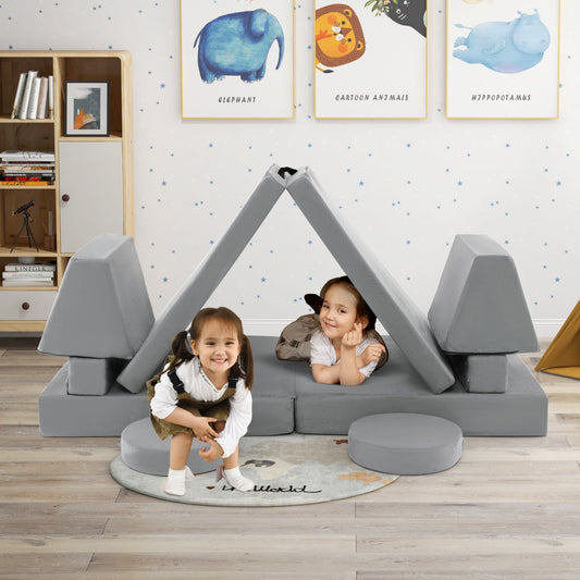 Kids Play Couch Sofa, 8-Piece, Portable Handle, Gray Kids Chairs & Seating Gray at Gallery Canada