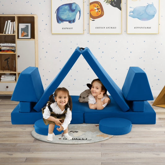Kids Play Couch Sofa, 8-Piece, Portable Handle, Blue Kids Chairs & Seating Blue at Gallery Canada