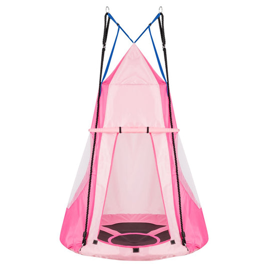 2-in-1 40 Inch Kids Hanging Chair Detachable Swing Tent Set, Pink