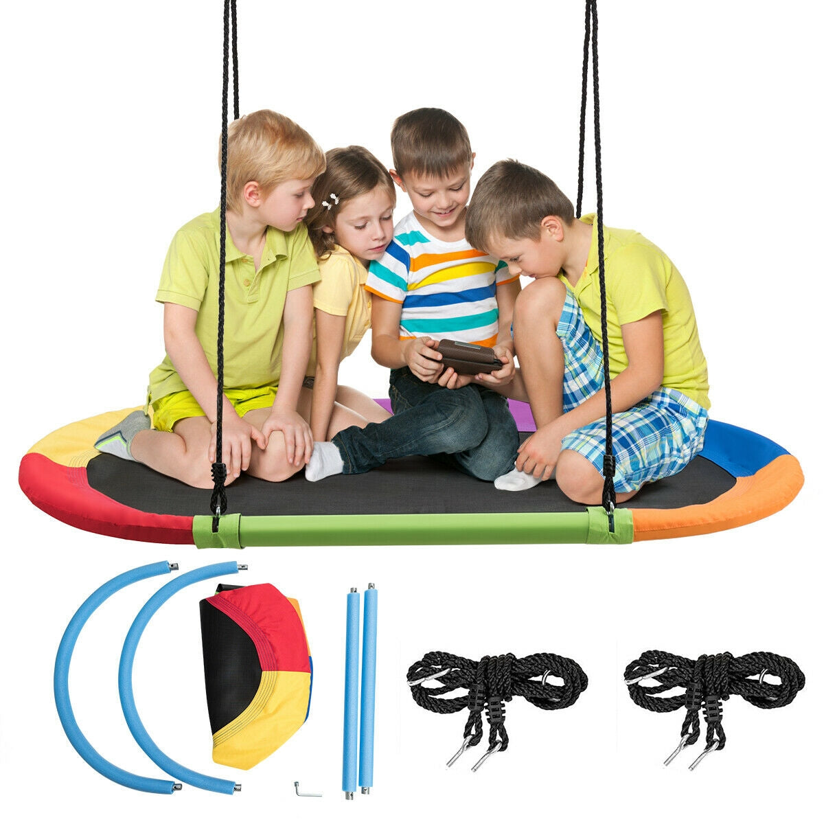 60 Inch Saucer Surf Outdoor Adjustable Swing Set, Multicolor Swing & Playsets at Gallery Canada