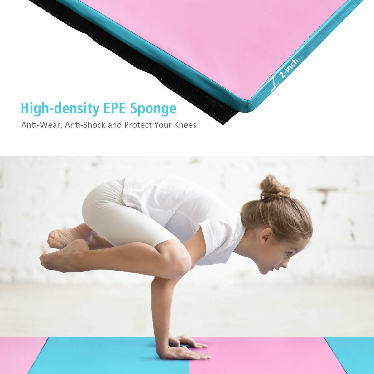 8 x 4 Feet Folding Gymnastics Tumbling Mat-Blue&Pink, Pink & Blue at Gallery Canada