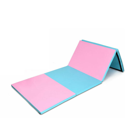 8 x 4 Feet Folding Gymnastics Tumbling Mat-Blue&Pink, Pink & Blue