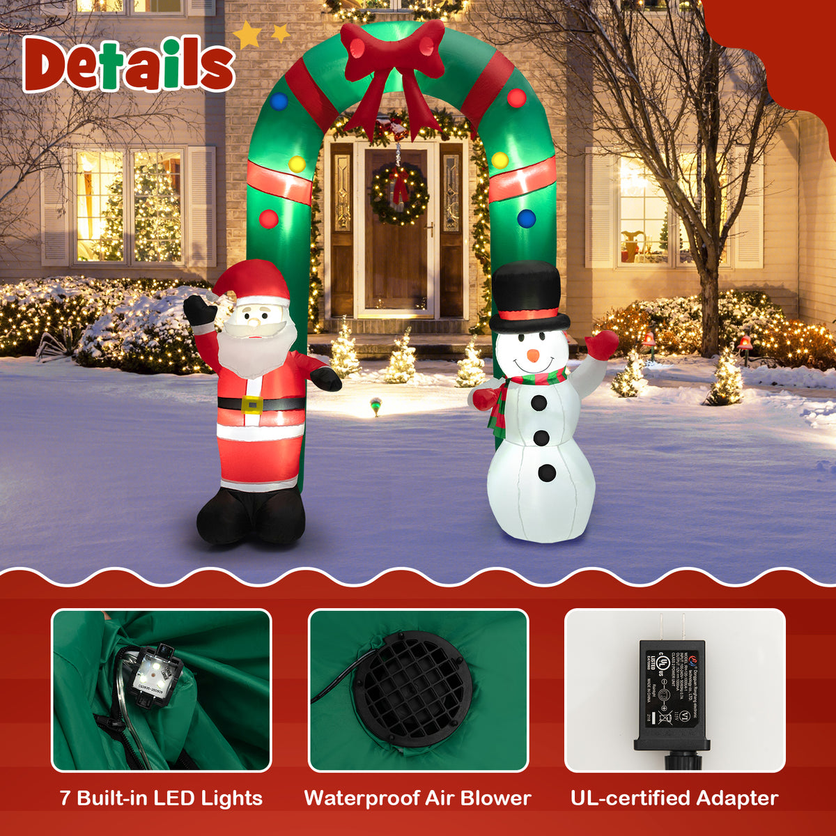 8 Feet Christmas Inflatable Archway, Santa Claus Snowman, Multicolor Christmas Inflatables at Gallery Canada