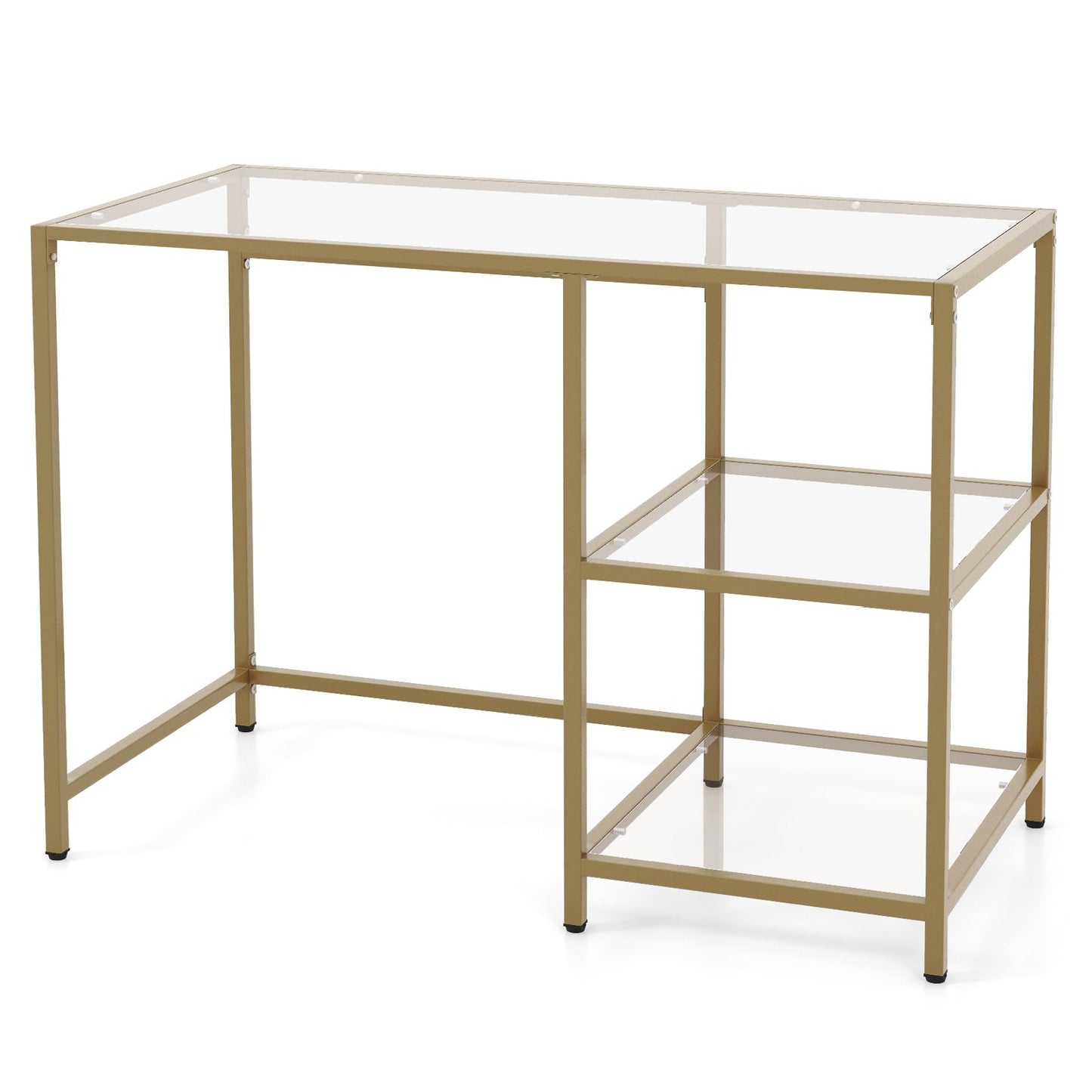 Modern Console Table with 2 Open Shelves and Metal Frame, Golden