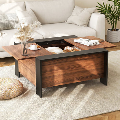 36.5 Inch Coffee Table with Sliding Top and Hidden Compartment, Rustic Brown at Gallery Canada