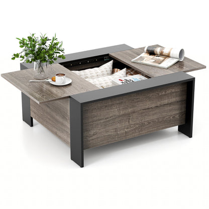36.5 Inch Coffee Table with Sliding Top and Hidden Compartment, Gray at Gallery Canada