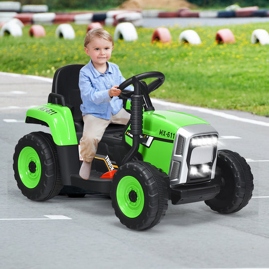 12V Ride On Tractor, 3 Gear Shift Ground Loader, Green Powered Ride On Toys Green at Gallery Canada