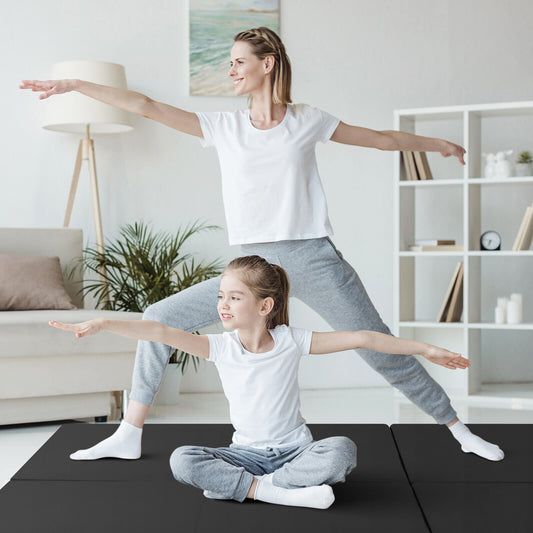 6 x 2 FT Tri-Fold Gym Mat with Handles and Removable Zippered Cover, Black Yoga & Gym Mats Black at Gallery Canada