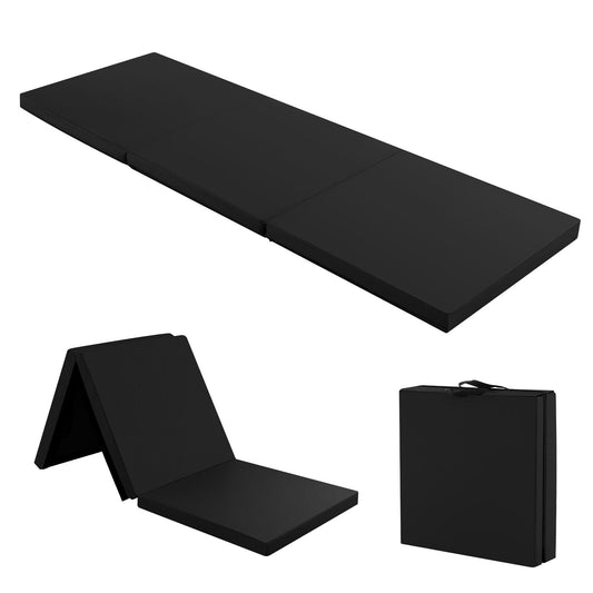 6 x 2 FT Tri-Fold Gym Mat with Handles and Removable Zippered Cover, Black