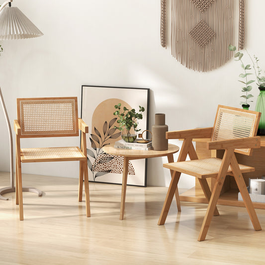 Set Of 2 Rattan Accent Chairs, Natural Bamboo Frame, Natural Accent Chairs Natural at Gallery Canada