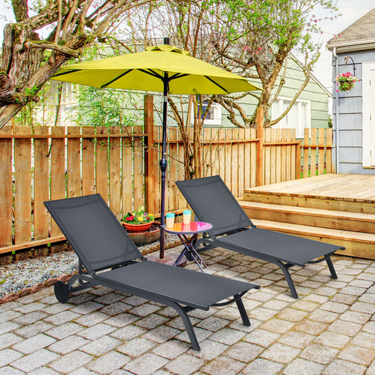6-Position Adjustable Fabric Outdoor Patio Recliner Chair, Gray Outdoor Chaise Lounges Gray at Gallery Canada