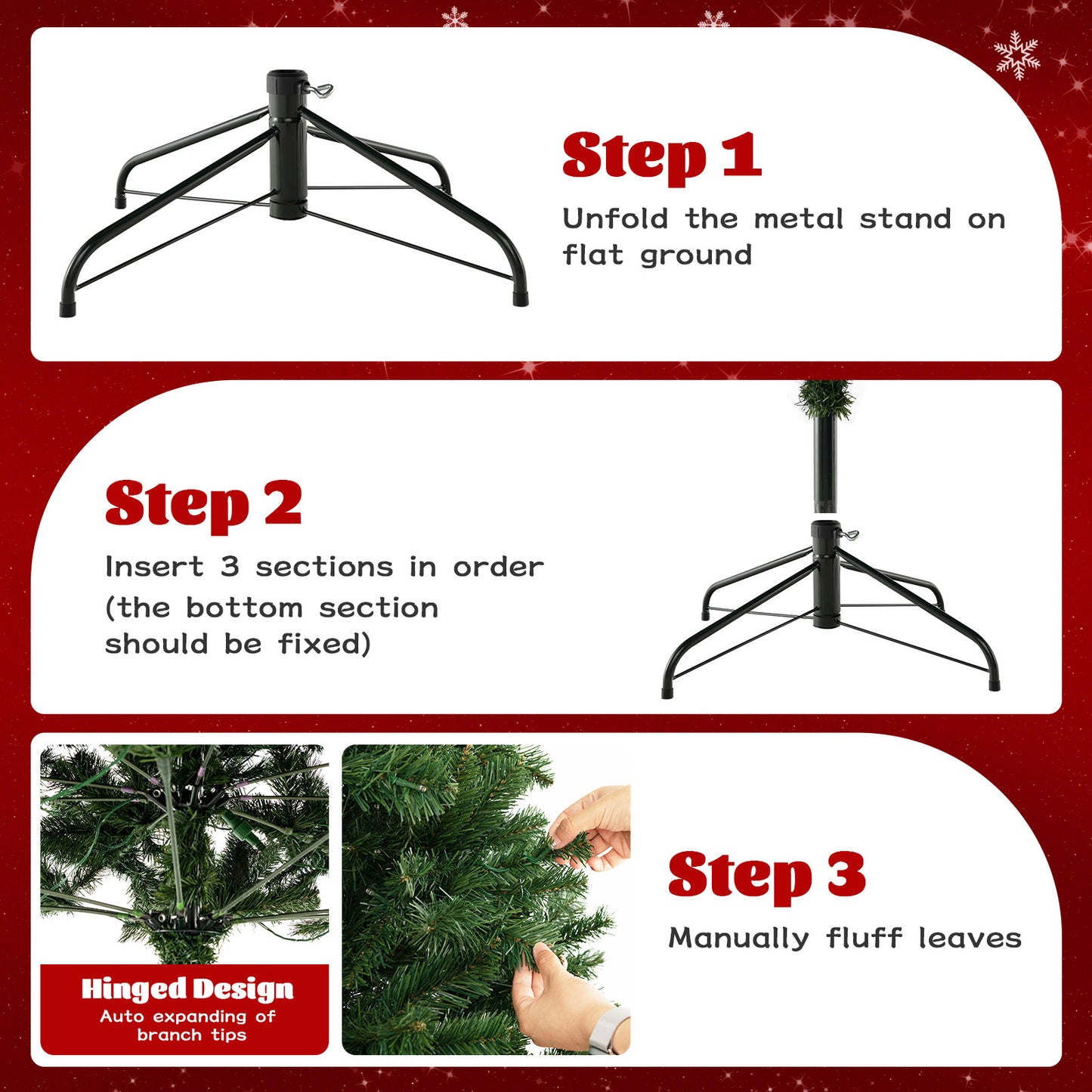 6/7/8 Feet Hinged Christmas Tree with PVC Branch Tips Warm White LED Lights-6 ft, Green Christmas Tree at Gallery Canada