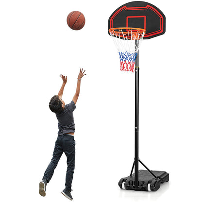 Adjustable Kids' Basketball Hoop Stand with Durable Net and Wheel, Black
