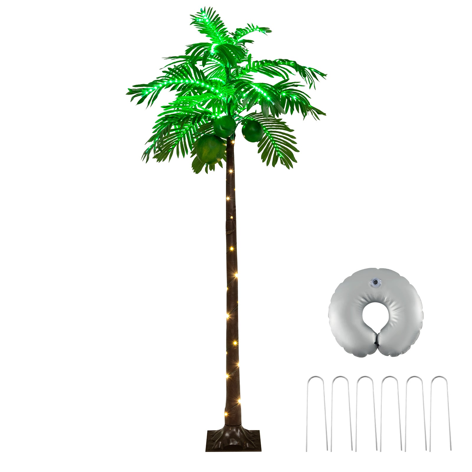 6 FT LED Lighted Artificial Palm Tree Hawaiian Style Tropical with Water Bag, Green Christmas Tree at Gallery Canada