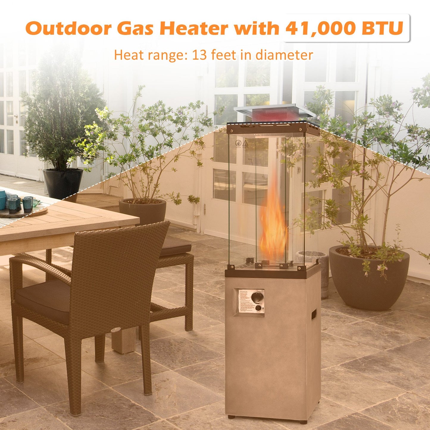 41 000 BTU Propane Patio Heater with Metal Hood, Gray at Gallery Canada