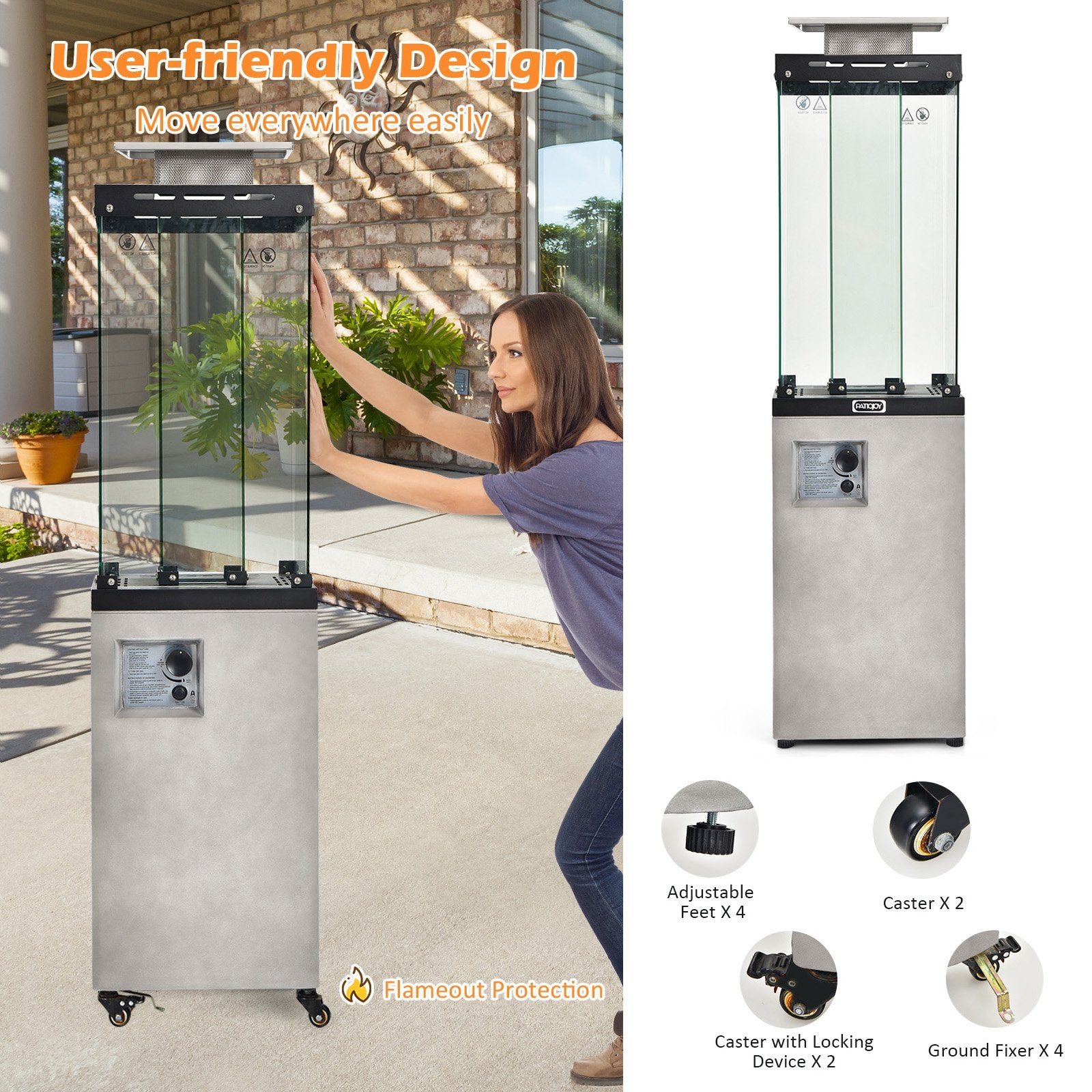 41 000 BTU Propane Patio Heater with Metal Hood, Gray at Gallery Canada
