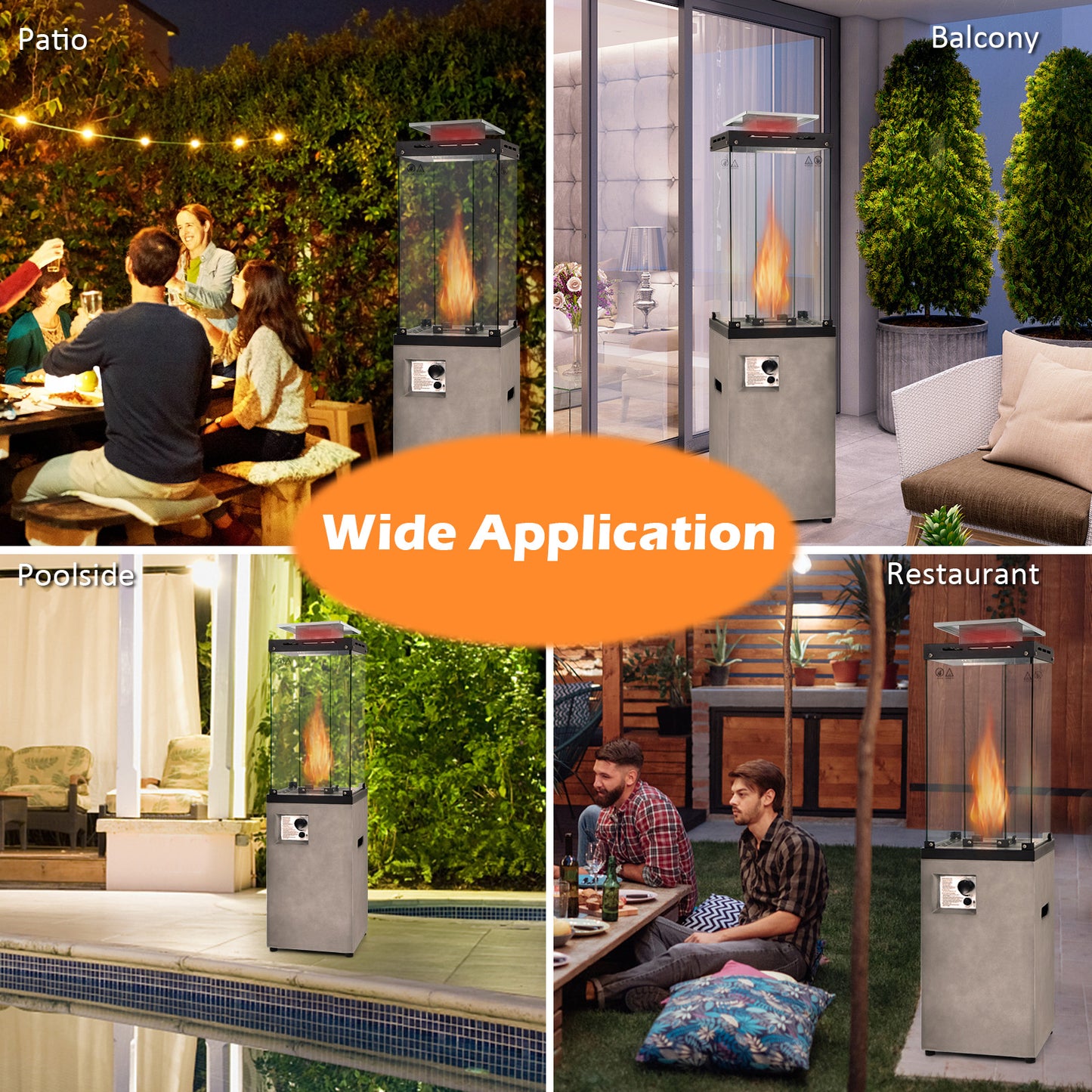 41,000 BTU Propane Patio Heater, Metal Hood, Gray Patio Heaters at Gallery Canada