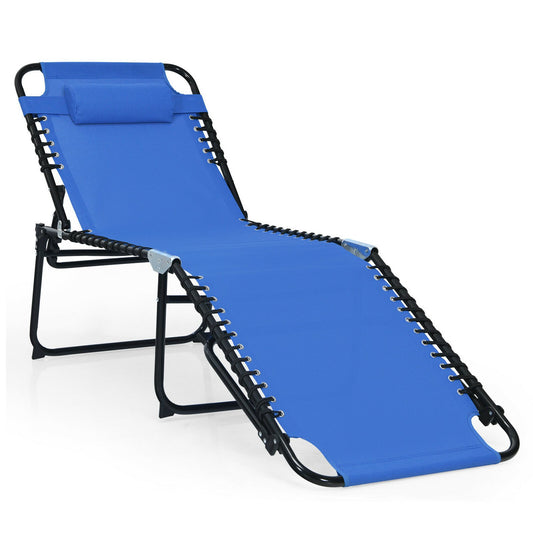 Foldable Recline Lounge Chair with Adjustable Backrest and Footrest, Blue at Gallery Canada