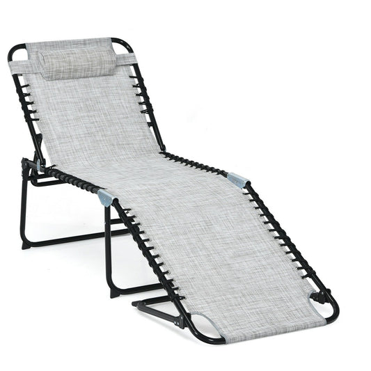 Foldable Recline Lounge Chair with Adjustable Backrest and Footrest, Gray at Gallery Canada