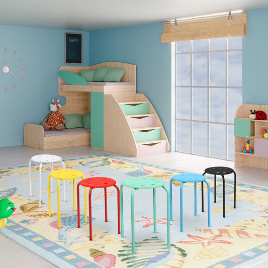 Set of 6 Portable Plastic Stack Stools, Multicolor Dining Chairs Multicolor at Gallery Canada