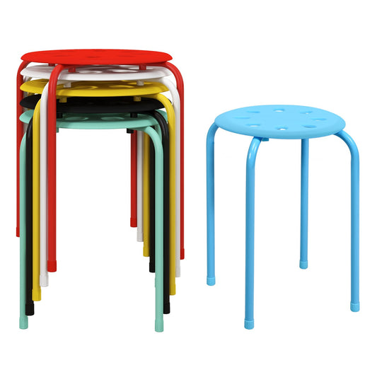 Set of 6 Portable Plastic Stack Stools, Multicolor
