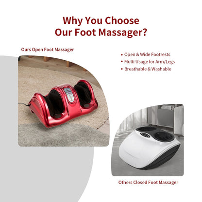 Therapeutic Shiatsu Foot Massager with High Intensity Rollers, Dark Red at Gallery Canada