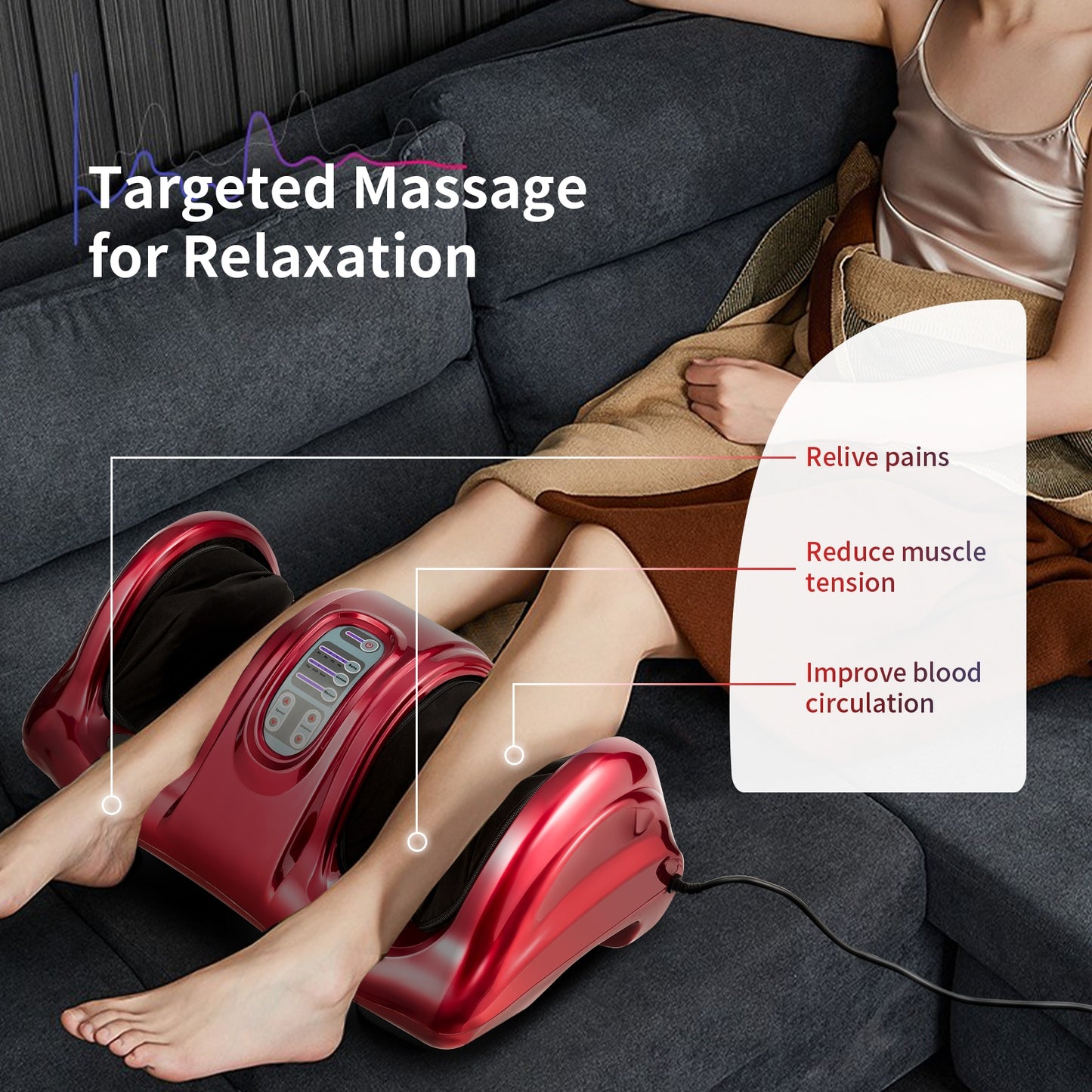 Therapeutic Shiatsu Foot Massager with High Intensity Rollers, Dark Red Foot Massager at Gallery Canada