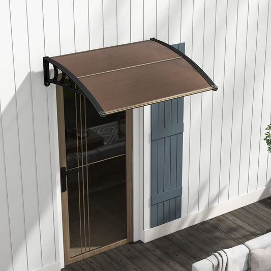 Outdoor Front Door Patio Overhang Awning, 48 x 40 Inch, Brown