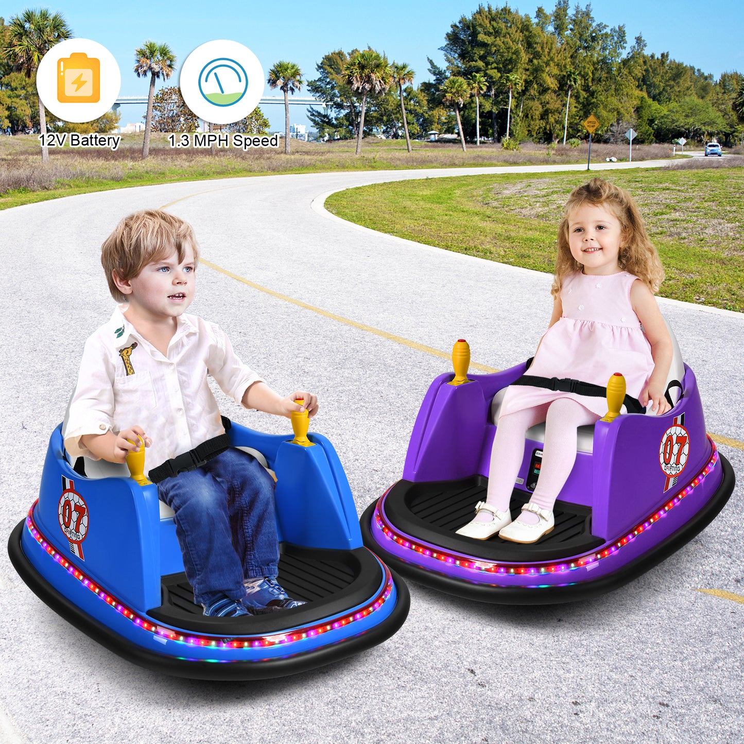 12V Kids Ride On Bumper Car, Flashing Lights, Blue Powered Ride On Toys at Gallery Canada