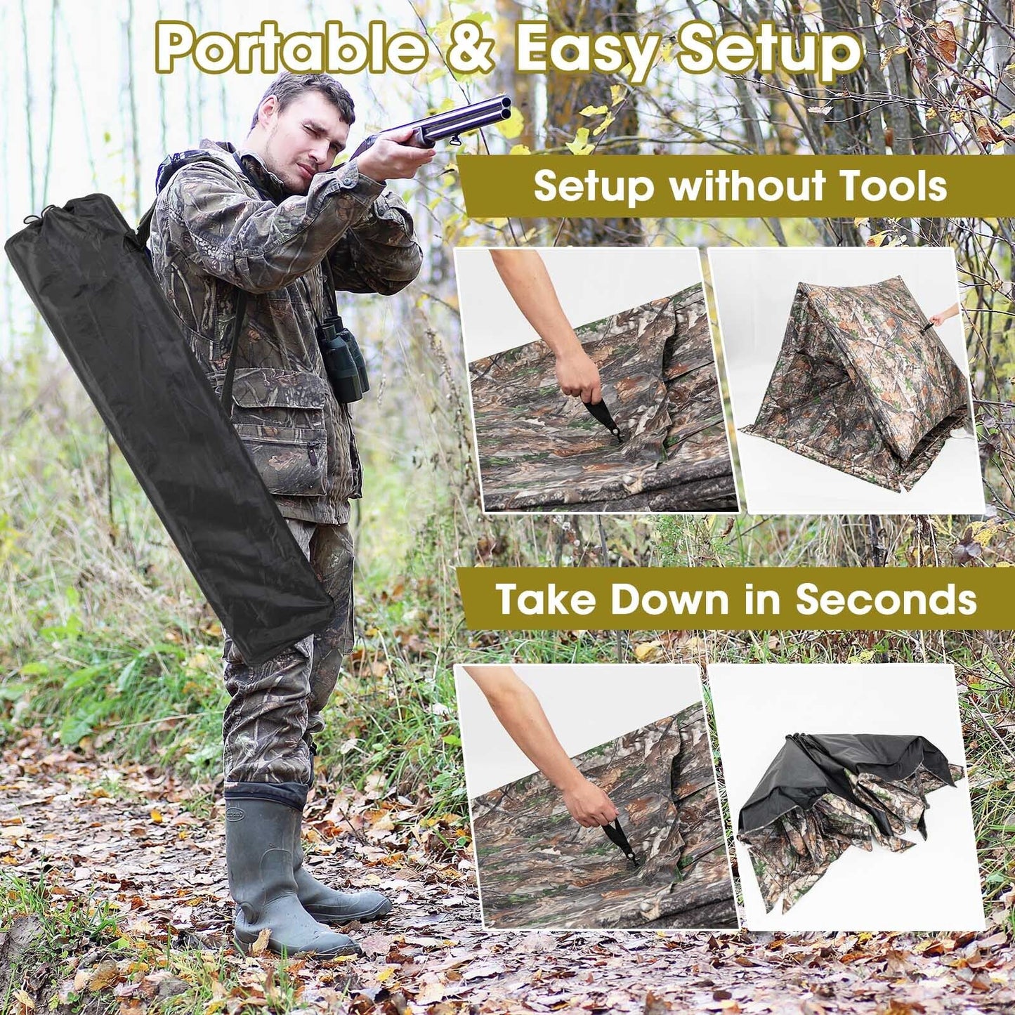 2-3 Person Hunting Blind, Portable Pop Up Ground Tent, Multicolor Tents at Gallery Canada