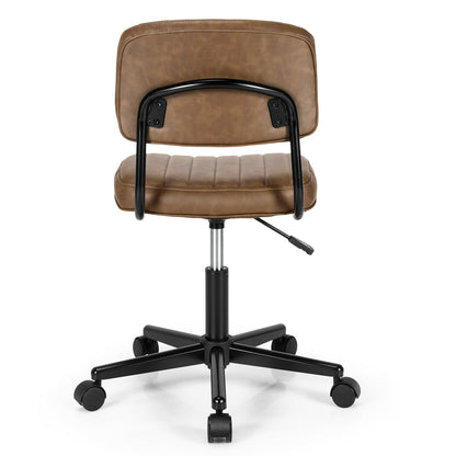 PU Leather Adjustable Office Chair  Swivel Task Chair with Backrest, Brown at Gallery Canada