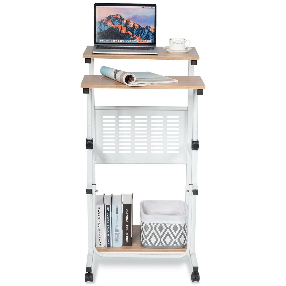 Height Adjustable Mobile Computer Stand-Up Desk with 2 Modes at Gallery Canada