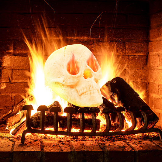 Halloween Fire Pit Skull Decoration, Beige