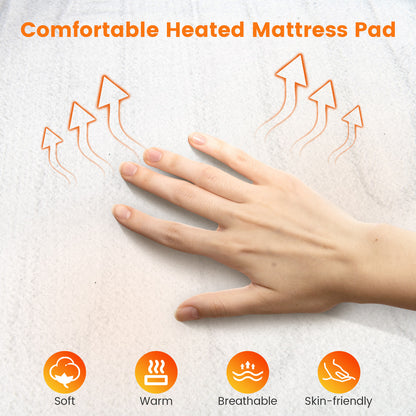 Safe Electric Heated Mattress Pad with 4 Size 8 Temperature 10-Hour Timer - Gallery Canada