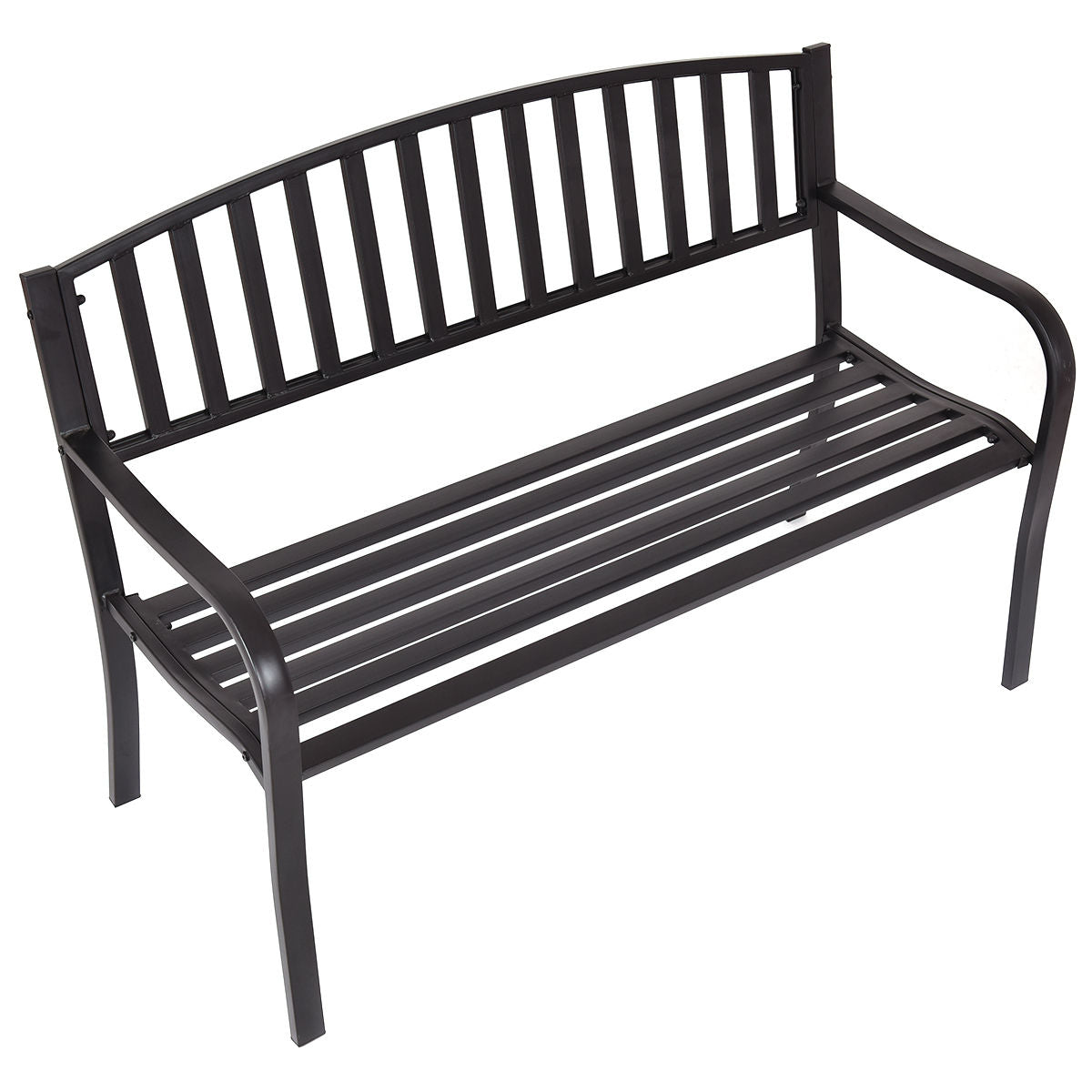 50 Inch Patio Garden Bench Loveseats, Outdoor, Black
