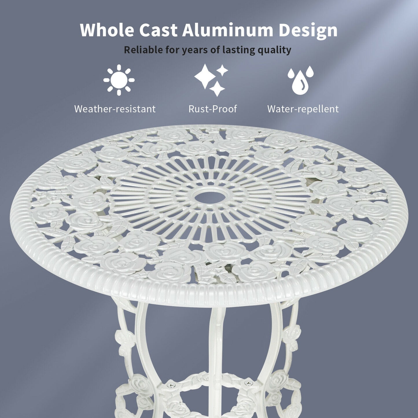 Cast Aluminum Patio Furniture Set, Rose Design, White Patio Conversation Sets at Gallery Canada